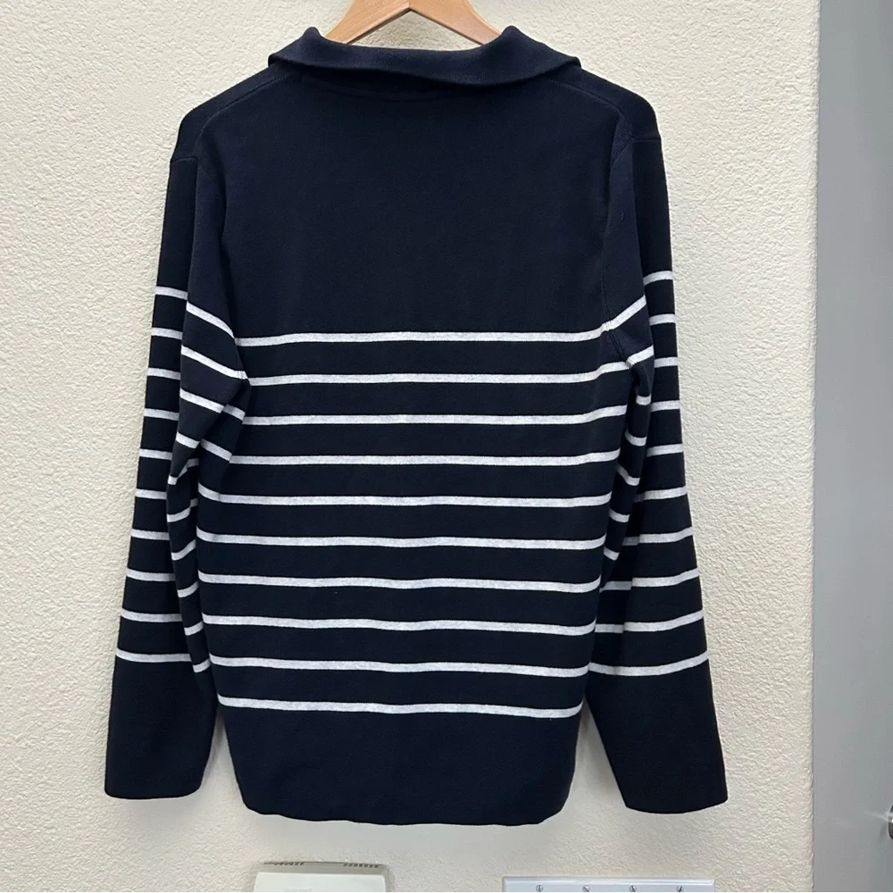 $160 J. Barbour&son Harbour Navy Blue 1/4 Zip
Cotton Sweater Mens Size M - Picture 4 of 6